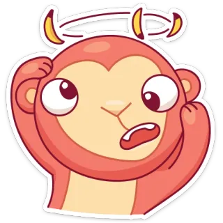 😓 małpa, oszołomiony, emoji, zwierzę, kreskówka, wyraz twarzy, zdezorientowany whatsapp sticker