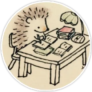 👔 ёж, чтение, учеба, книги, стол, лампа, милый, животное whatsapp sticker