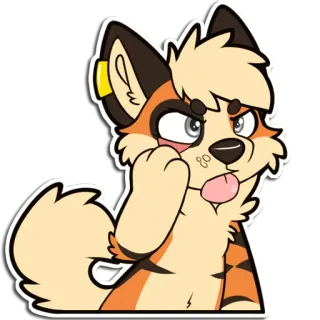 😝 furry mascot furry, anthropomorphic, cute, cartoon, sticker, animal, expression, teasing telegram sticker
