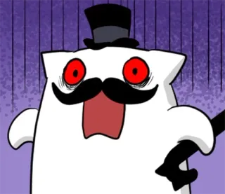 😱 Cartone animato, Personaggio, Baffi, Cilindro, Illustrazione telegram sticker
