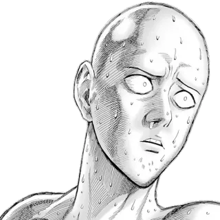 😥 Saitama One-Punch Man Saitama, One-Punch Man, Anime, Manga, Calvo, Eroe, Divertente, Espressione telegram sticker