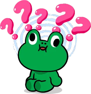 😯 rana, signo de interrogación, confundido, animal, dibujo animado, pegatina whatsapp sticker