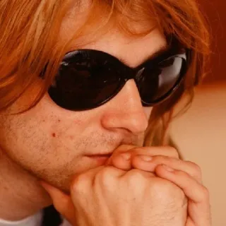 😟 Kurt Cobain músico, cantor, óculos, retrato, homem telegram sticker