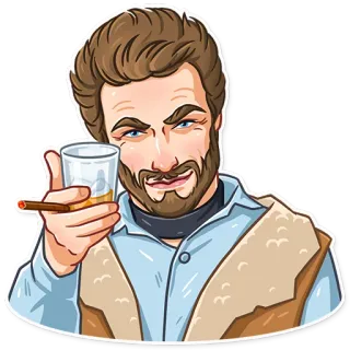 😏 男性, 飲酒, 葉巻, アルコール, 飲み物 telegram sticker
