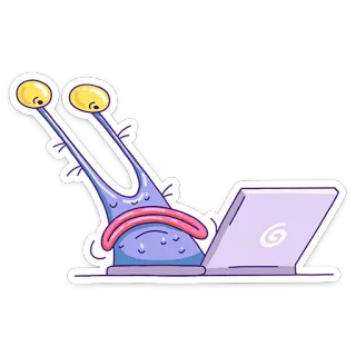 😳 escargot, ordinateur, portable, dessin animé, autocollant, art numérique telegram sticker