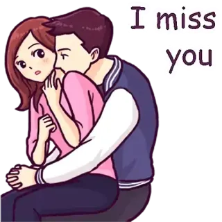 🥺 I miss you couple, love, miss you, relationship, cartoon, affection telegram sticker