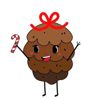 🌲 капкейк, милый, леденец, мультфильм, сладкий, десерт, праздник whatsapp sticker