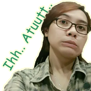 😯 Ihh.. Atuuutt.. mujer, gafas, verde, lindo, meme telegram sticker