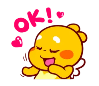 ❤ OK! OK, 承認, 可愛い, 漫画, 黄色, ポジティブ, ハート, ハッピー telegram sticker