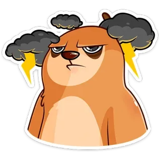 ⛈ animal, bear, storm, weather, emoji, sticker telegram sticker
