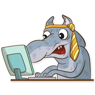 💻 lobo, computador, estressado, desenho animado, animal telegram sticker