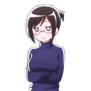 😒 Anime, Femme, Lunettes, Sérieux, Mignon telegram sticker