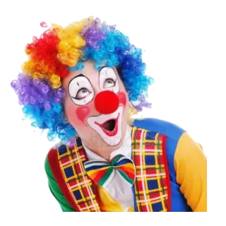 😮 Клоун, Разноцветный, Парик, Красный нос, Галстук-бабочка, Костюм telegram sticker