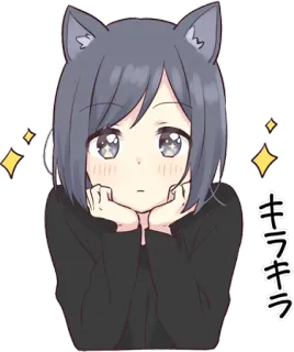 😗 キラキラ anime, cat girl, cute, sparkly, kawaii, girl telegram sticker