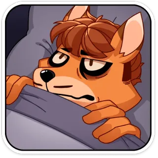 😐 sonolento, cansado, desenho animado, raposa, animal, cama, exausto telegram sticker