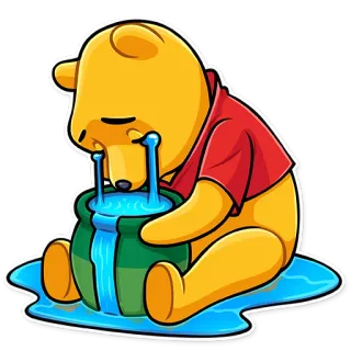 😭 Winnie the Pooh винни пух, грустный, плачет, горшочек с медом, эмоциональный, мультфильм telegram sticker