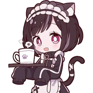 ☕ Anime, Kawaii, Maid, Chat, Café, Mignon telegram sticker