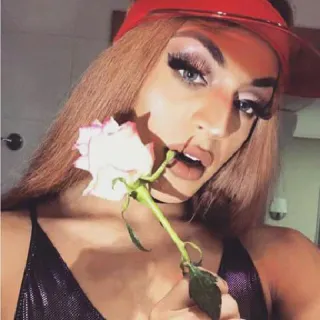 🌹 Drag queen, Pessoa, Mulher, Maquiagem, Rosa, Beleza whatsapp sticker