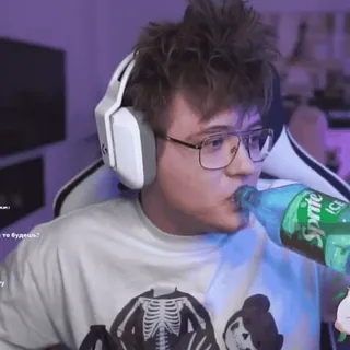 💦 man, portrait, indoors, drinking, Sprite telegram sticker