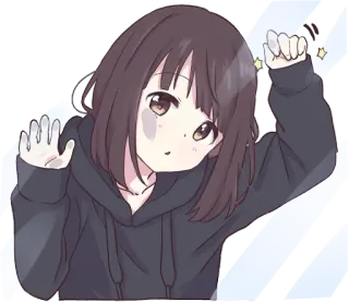 😯 Fille anime, Dessin animé, Anime, Mignon, Fille, Autocollant, Art telegram sticker