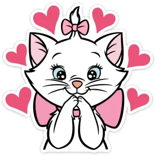 💕 Marie The Aristocats kat, cartoon, Disney, schattig, harten telegram sticker