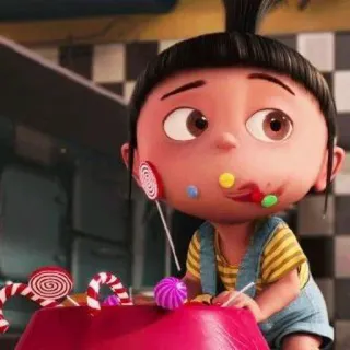 😕 Agnes Despicable Me cartoon, girl, sweet, candy, lollipop, cute, child telegram sticker
