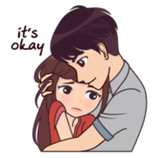 💗 It's okay peluk, pasangan, cinta, menghibur, kartun telegram sticker
