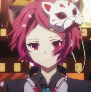 🌸 anime, telinga kucing, topeng rubah, headphone, rambut merah, manga, karakter telegram sticker