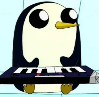 🎹 Gunter Adventure Time Gunter, Adventure Time, penguin, cartoon, keyboard, animation telegram sticker