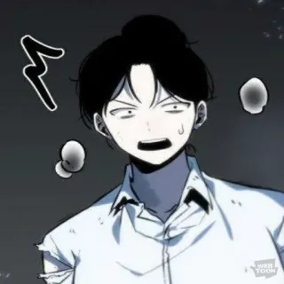 😕 shocked, man, black and white, cartoon, webtoon whatsapp sticker