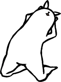 🐰 gato, arrodillado, dibujos animados, lindo, animal, pegatina telegram sticker