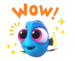 😳 Dory Finding Nemo Wow! 魚, かわいい, 星, 漫画, 興奮 telegram sticker