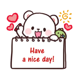 ✌️ Have a nice day! fofo, urso, corações, sol, saudação, reconfortante telegram sticker