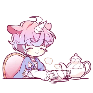 ☕ Einhorn, süß, Anime, Teeparty, Pastell telegram sticker