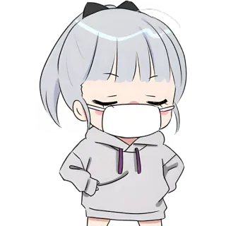 😷 anime girl, cartoon, sticker, cute, mask telegram sticker