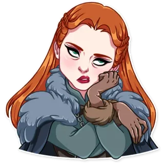 🙄 Sansa Stark Game of Thrones Sansa Stark, Game of Thrones, Portrait, Cheveux roux, Fantaisie, Sticker telegram sticker