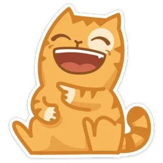 😂 chat, rire, orange, joyeux, animal telegram sticker