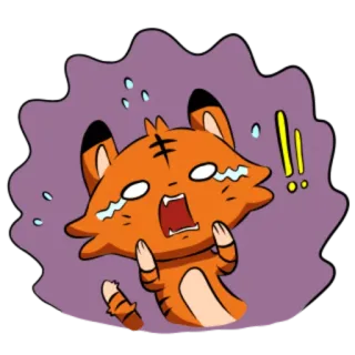 🐯 호랑이, 만화, 충격, 울음, 무서움, 동물 telegram sticker