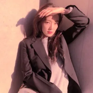 🍰 mujer, chaqueta, retrato, moda, luz solar, pose telegram sticker
