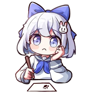 😕 anime, kawaii, girl, cute, chibi, manga, drawing whatsapp sticker