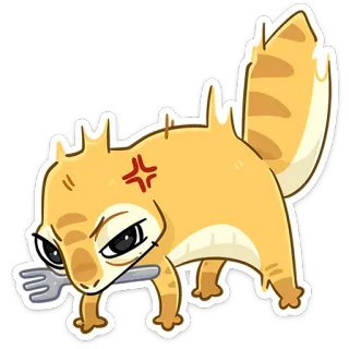 😠 arrabbiato, animale, cartone animato, carino, forchetta, lucertola, salamandra whatsapp sticker