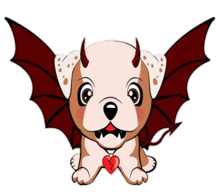 😡 犬, 悪魔, 角, 翼, かわいい, 漫画 telegram sticker