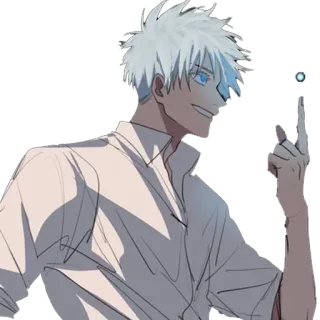 👆 Gojo Satoru Jujutsu Kaisen อนิเมะ, มังงะ, โกโจ ซาโตรุ, มหาเวทย์ผนึกมาร, ผมขาว, ตัวละคร, นิ้ว telegram sticker