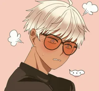 😳 Аниме, Персонаж, Румянец, Солнцезащитные очки, Мультфильм telegram sticker