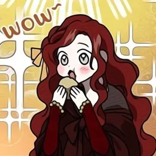 ♠️ wow~ donna, mangiare, cartone animato, femmina, cibo, wow telegram sticker