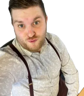 👀 man, selfie, portrait, face, suspenders telegram sticker