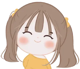 😊 dessin animé, fille, mignon, souriant, nattes, jaune, kawaii whatsapp sticker