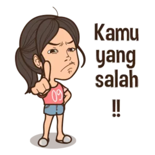 👉 Kamu yang salah !! dibujos animados, chica, dedo, indonesio whatsapp sticker