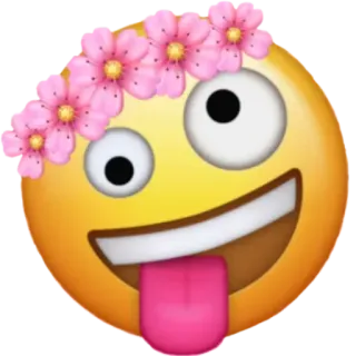 🤪 Emoji, Blumenkranz, Verrückt, Albern, Gesicht, Zunge, Cartoon telegram sticker