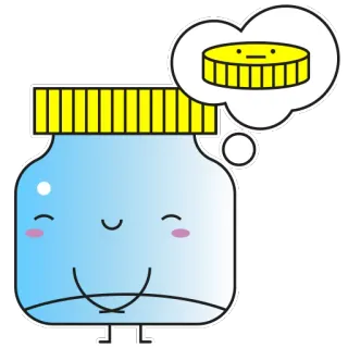 😌 toples, koin, menabung, uang, imut, kartun telegram sticker